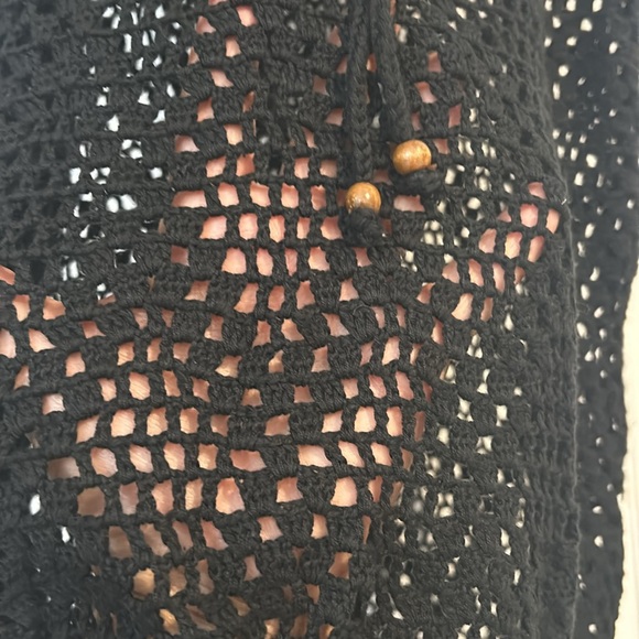 Black Open Crochet Knit Cover up or Dress-M - Picture 6 of 10